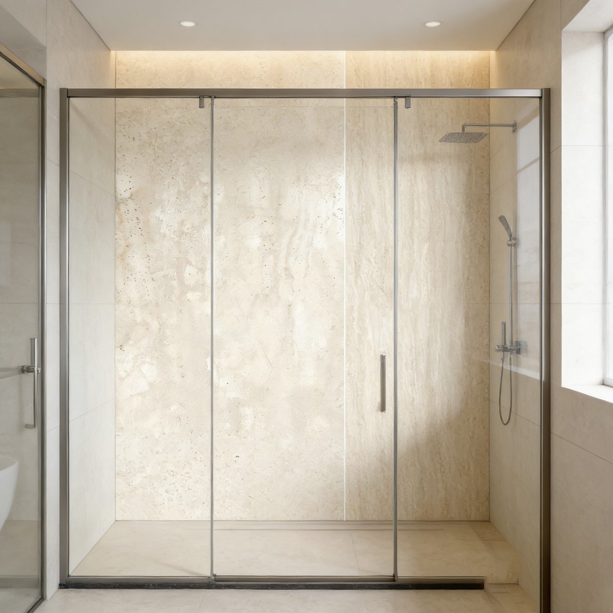 Easy Install SPC Alcove Shower Wall Kit With Linear Accent Lines For Eu Construction thumbnail 2